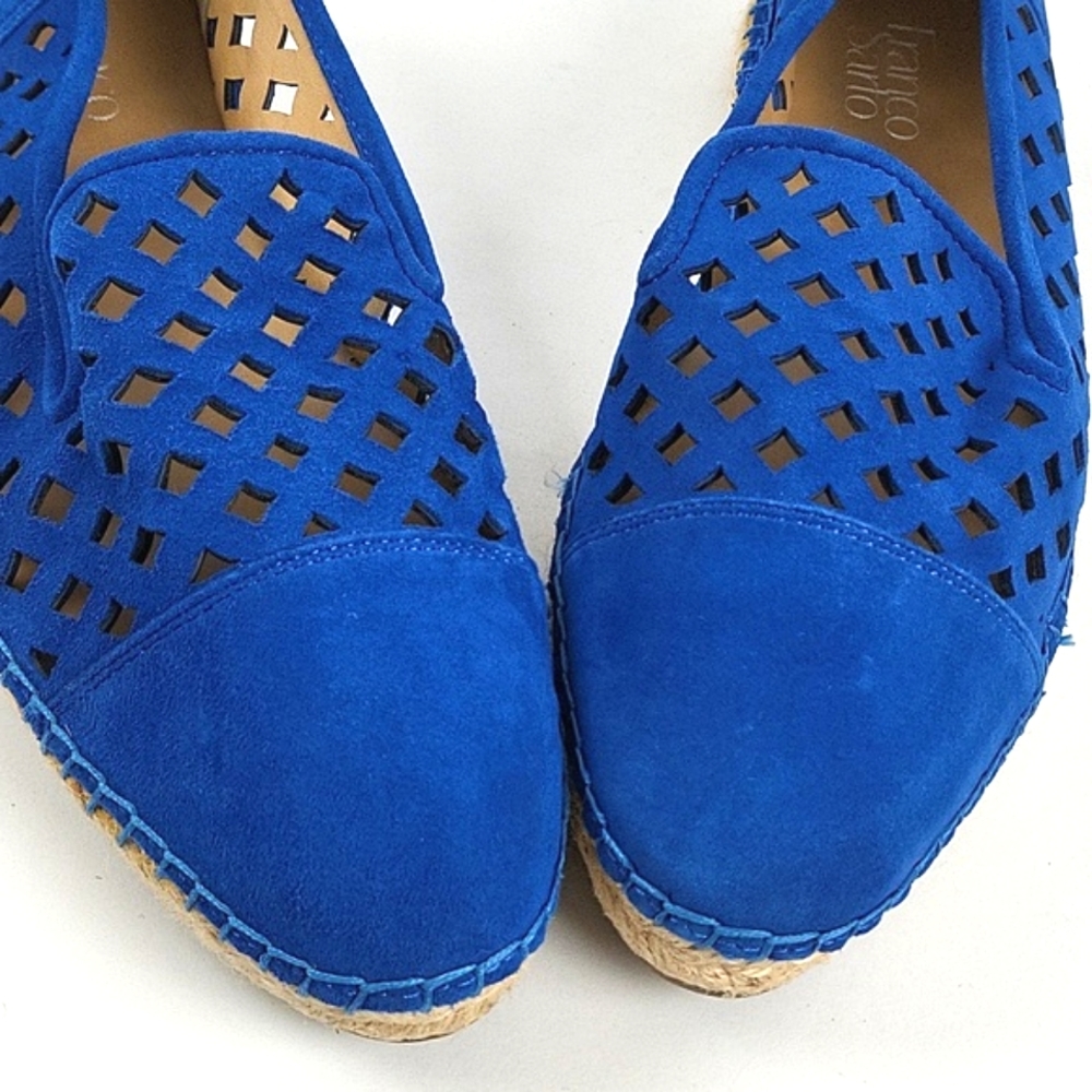 Franco Sarto Blue Suede Laser-Cut Espadrille Flats - Picture 5 of 16